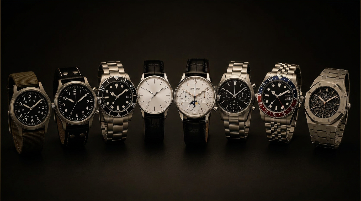 Eight defining watch types lined up